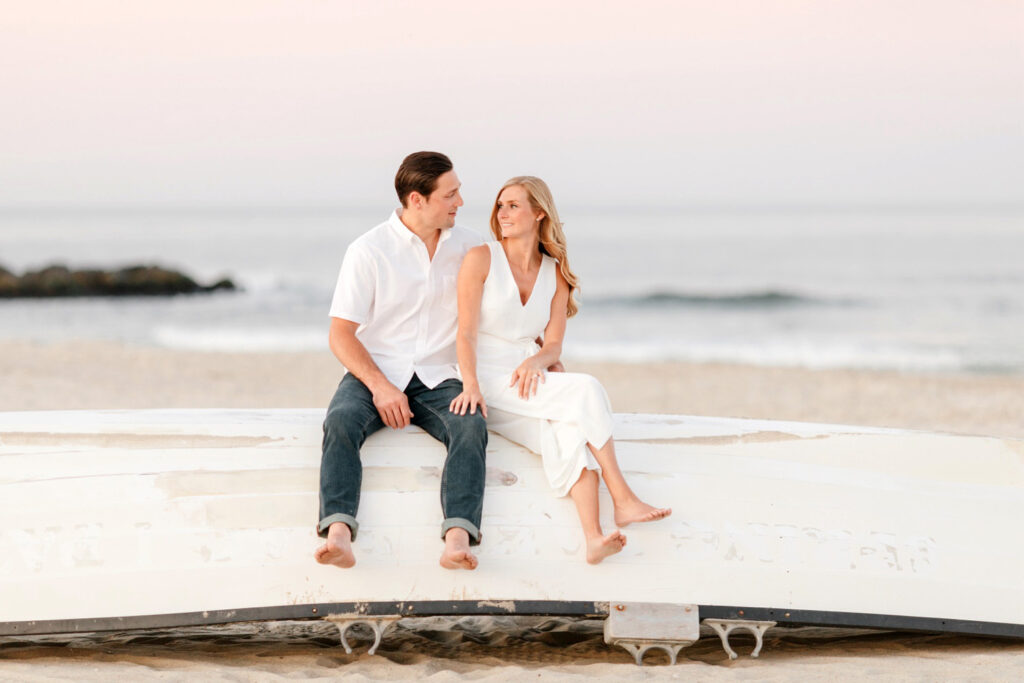 New Jersey couple during their beach engagement photoshoot by Emily Wren Photography