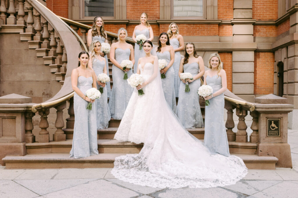 Philadelphia bride with her bridesmaids at The Union League