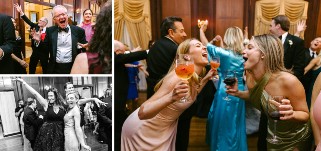 guests dancing and having fun at luxurious Philadelphia wedding reception by Emily Wren Photography