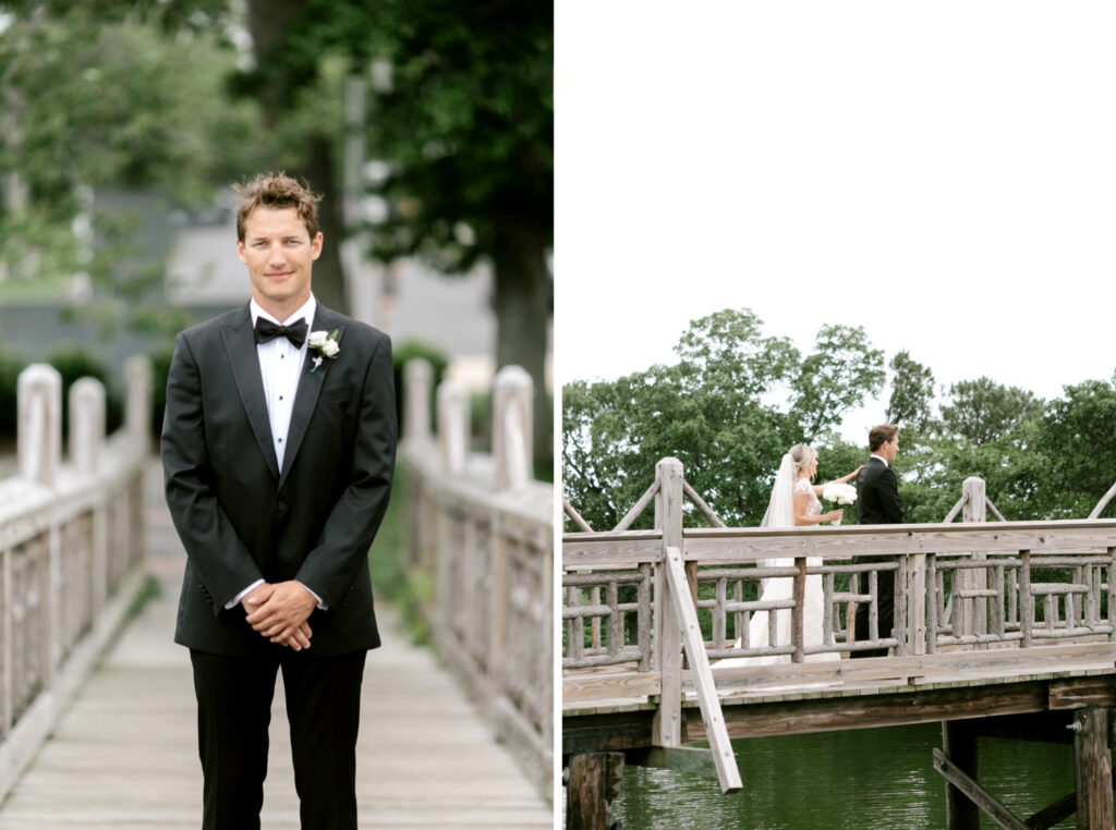 bride & grooms first look in Spring Lake New Jersey by Emily Wren Photography