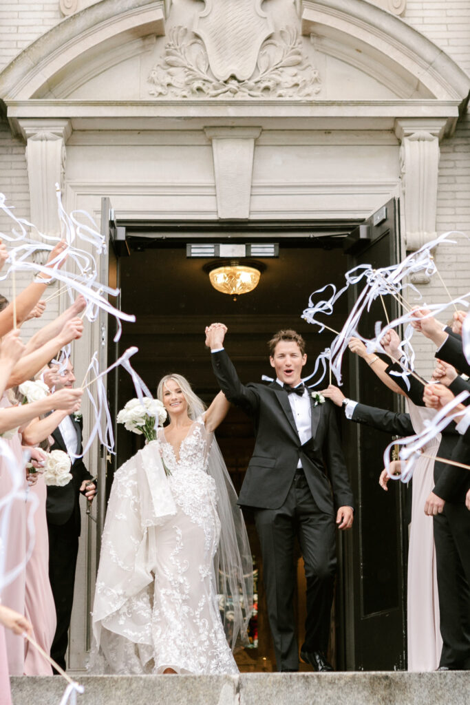 bride & groom exiting their wedding ceremony at a New Jersey church