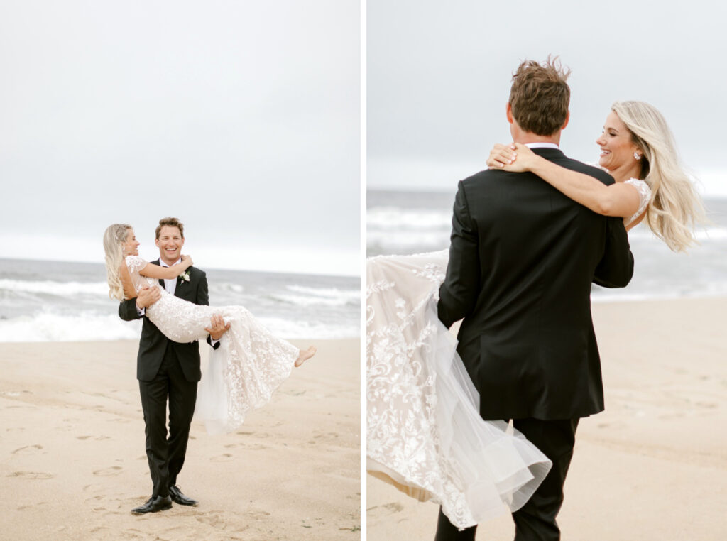 New Jersey bride & groom portrait session on private beach in Spring Lake