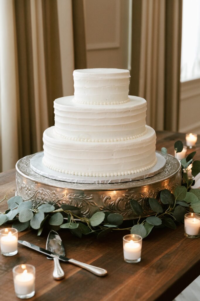 3 tier wide wedding reception cake