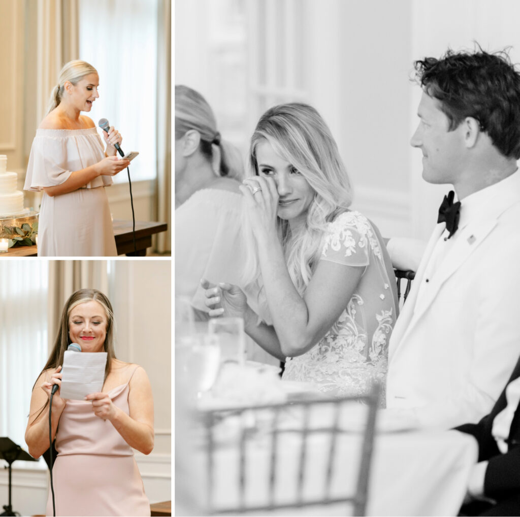 emotional bridesmaid speeches at Spring Lake New Jersey wedding reception