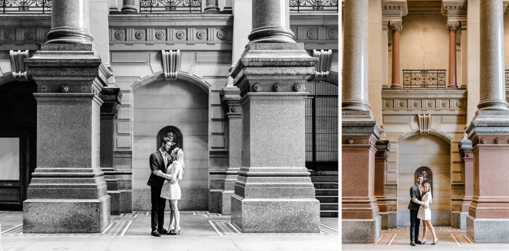 Engagement photos at Philadelphia's City Hall by Emily Wren Photography