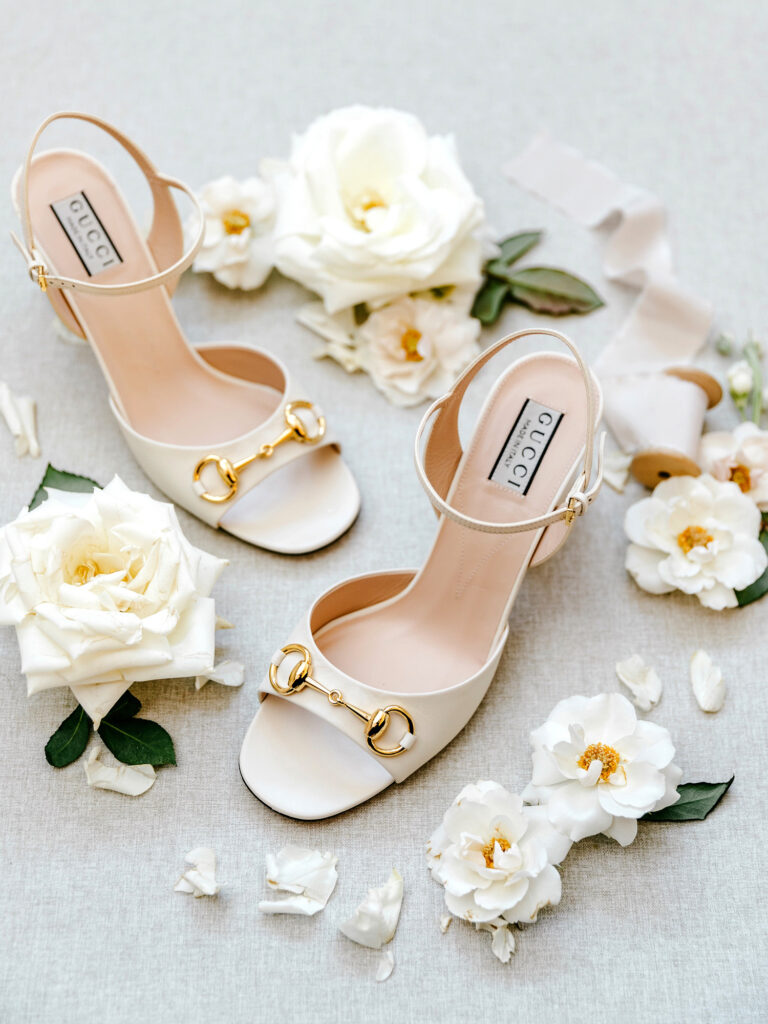 Gucci cream bridal heels by Philadelphia photographer Emily Wren Photography