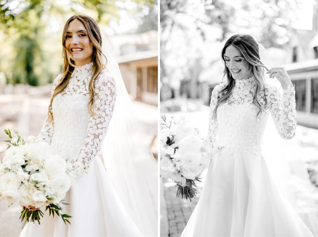 stunning Pennsylvania bride on her late summer wedding day in New Hope