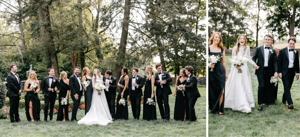 full wedding party dressed in all black by Emily Wren Photography