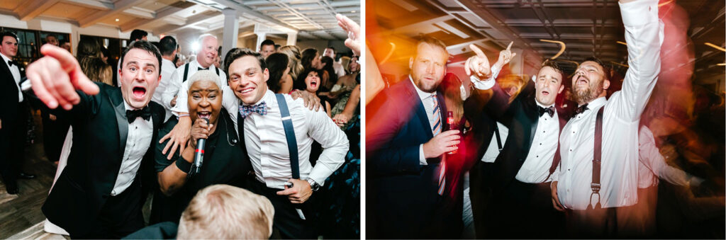 groom dancing with his friends at New Hope wedding reception