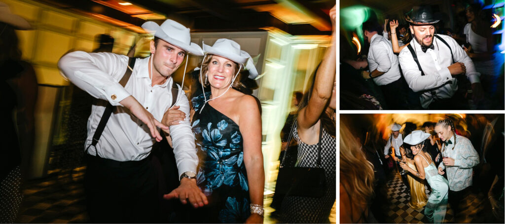 guests having fun at Saloon-themed wedding after party