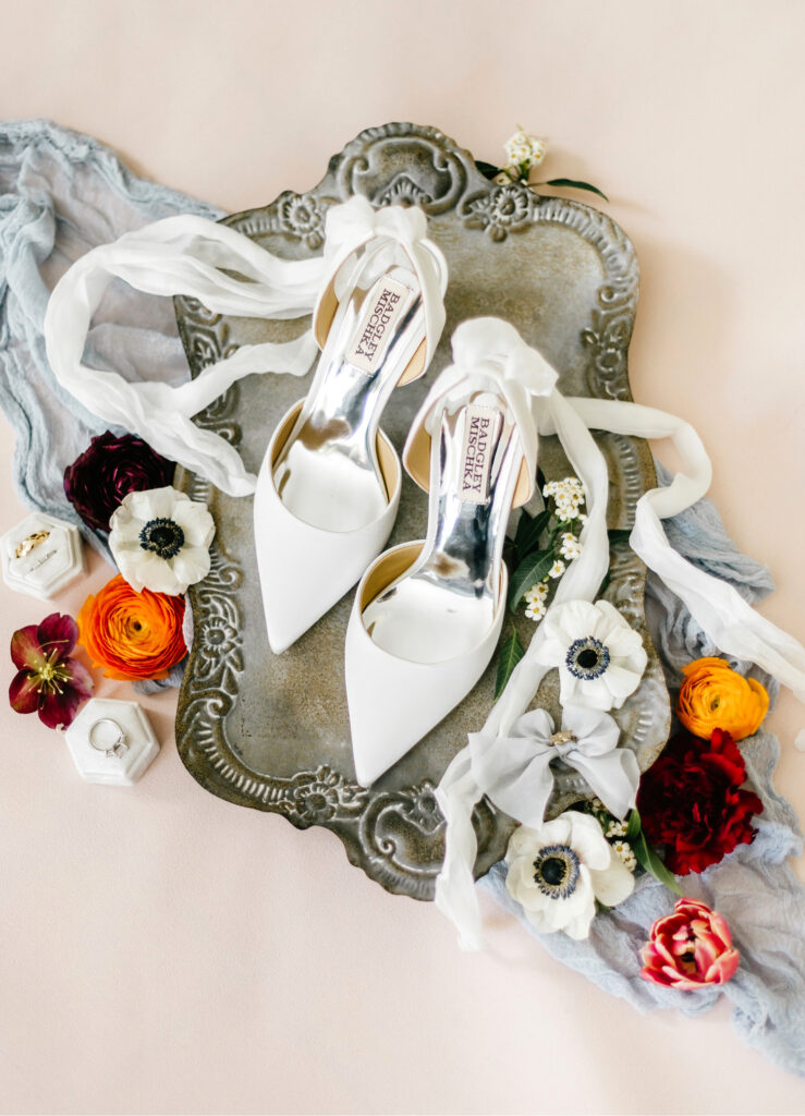 Badgley Mischka bridal heels by Philadelphia photographer Emily Wren Photography