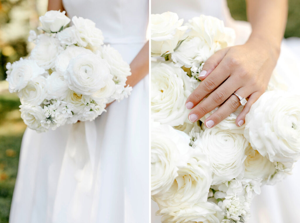 all white bridal bouquet by Emily Wren Photography