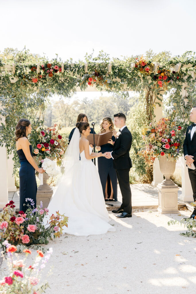 outdoor Fall wedding ceremony at a Pennsylvania winery by Emily Wren Photography