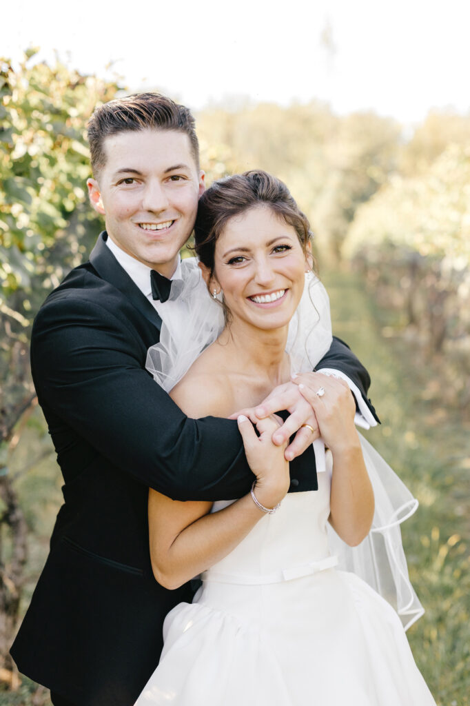 Portrait of bride and groom at Pennsylvania winery by Emily Wren Photography