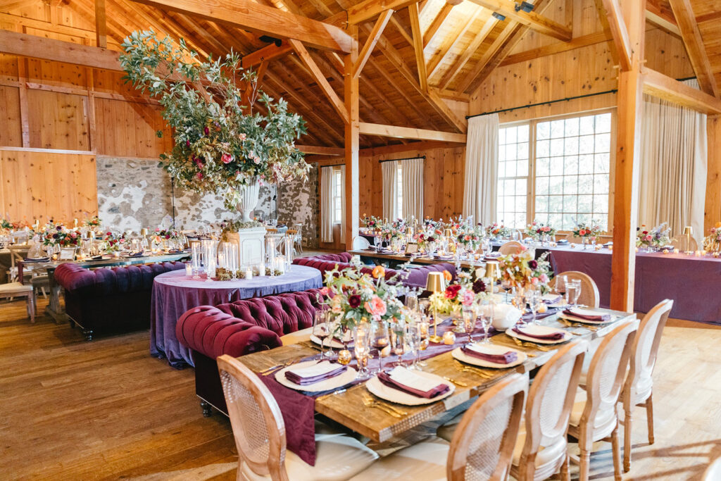 Purple wedding reception color scheme