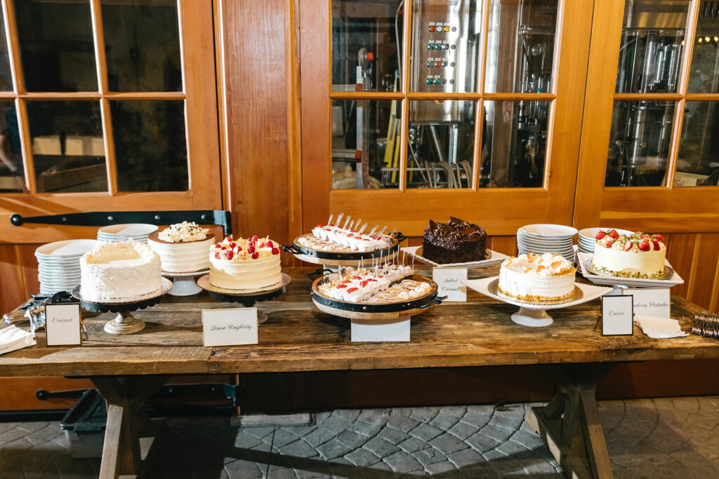 dessert bar at Pennsylvania winery wedding reception