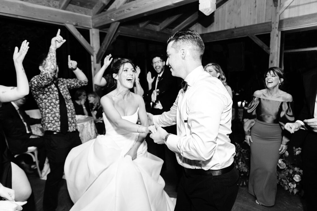 bride & groom dancing and having fun at their Pennsylvania wedding reception by Emily Wren Photography