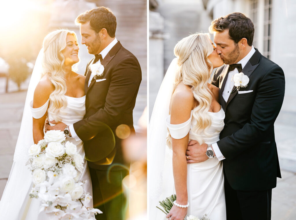 portrait of Philadelphia bride and groom during golden hour by Emily Wren Photography