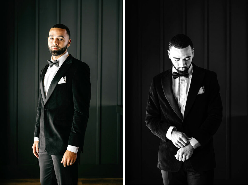 classic velvet mens tuxedo from Van Cleve Bridal