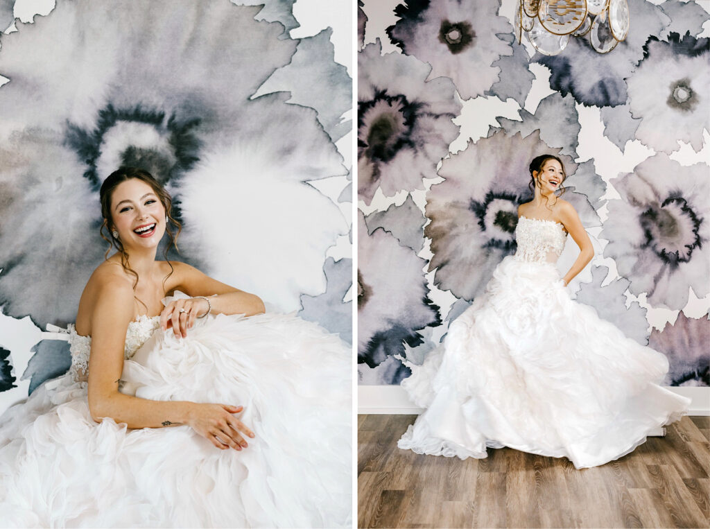 whimsical layered wedding gown from Van Cleve Bridal by Emily Wren Photography