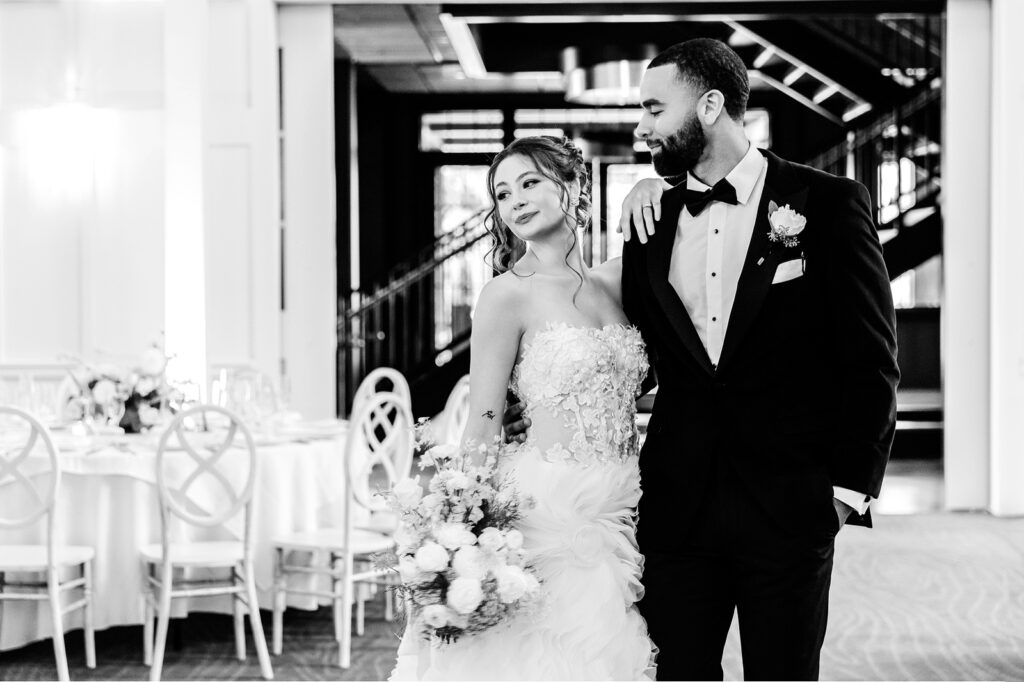 bride and groom at The Ivy wedding reception by luxurious Philadelphia wedding photographer Emily Wren Photography