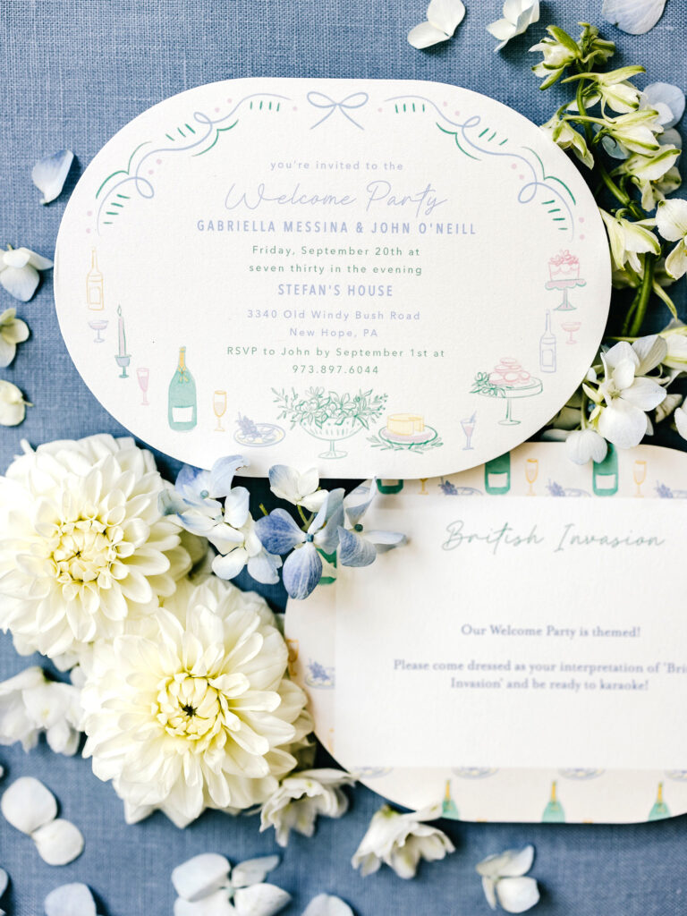 light blue and green wedding invitation by Emily Wren Photography