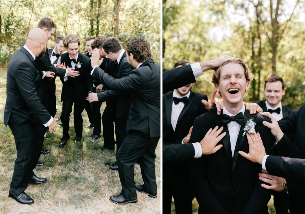 groom with groomsmen at The Inn at Barley Sheaf by Emily Wren Photography