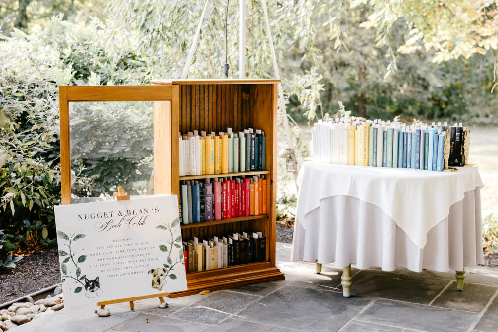 Unique Book Club wedding reception seating chart by Emily Wren Photography