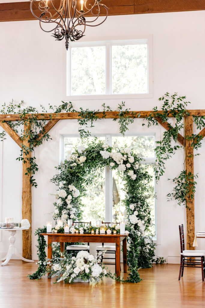 stunning sweetheart table at The Inn at Barley Sheaf wedding reception