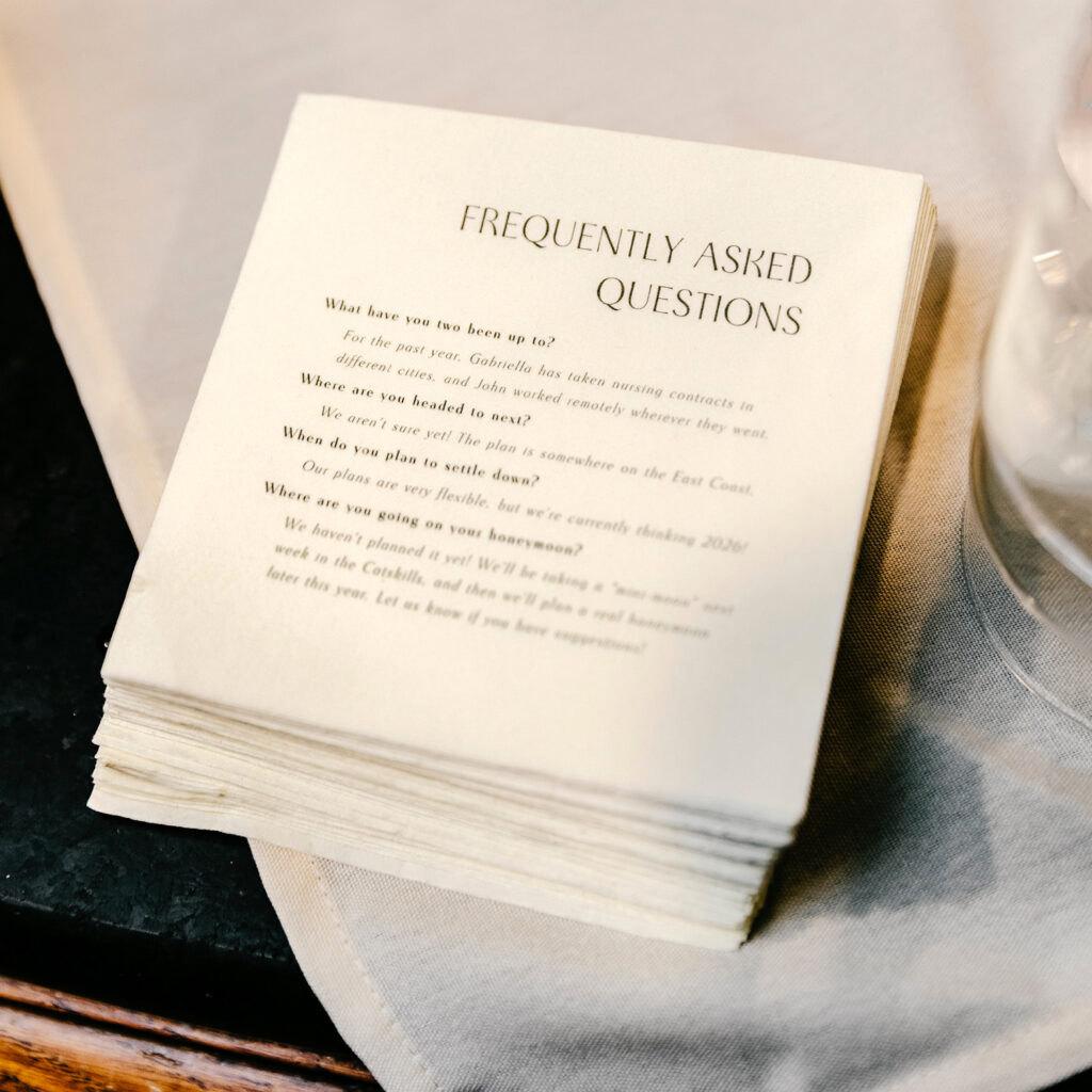 Frequently Asked Questions napkins for wedding reception