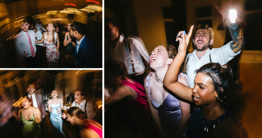 wedding guests having fun at Pennsylvania wedding reception by Emily Wren Photography