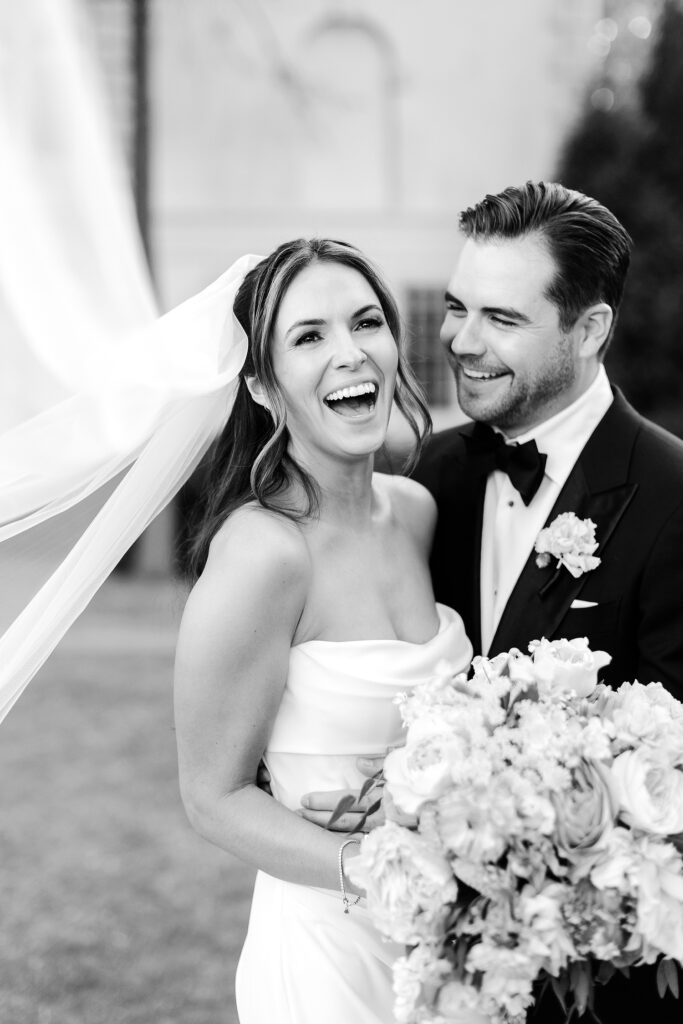 portrait of bride & groom at Glen Foerd mansion by Emily Wren Photography