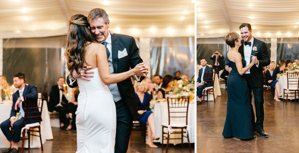 parent dances at a white tent Philadelphia wedding reception by Emily Wren Photography