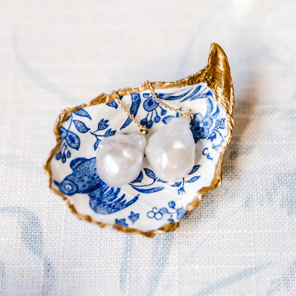 white dangling crystal wedding earrings by Emily Wren Photography