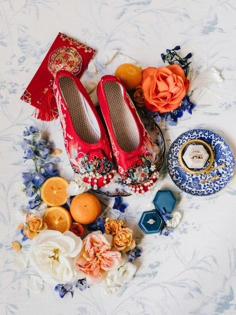 traditional Chinese red wedding shoes