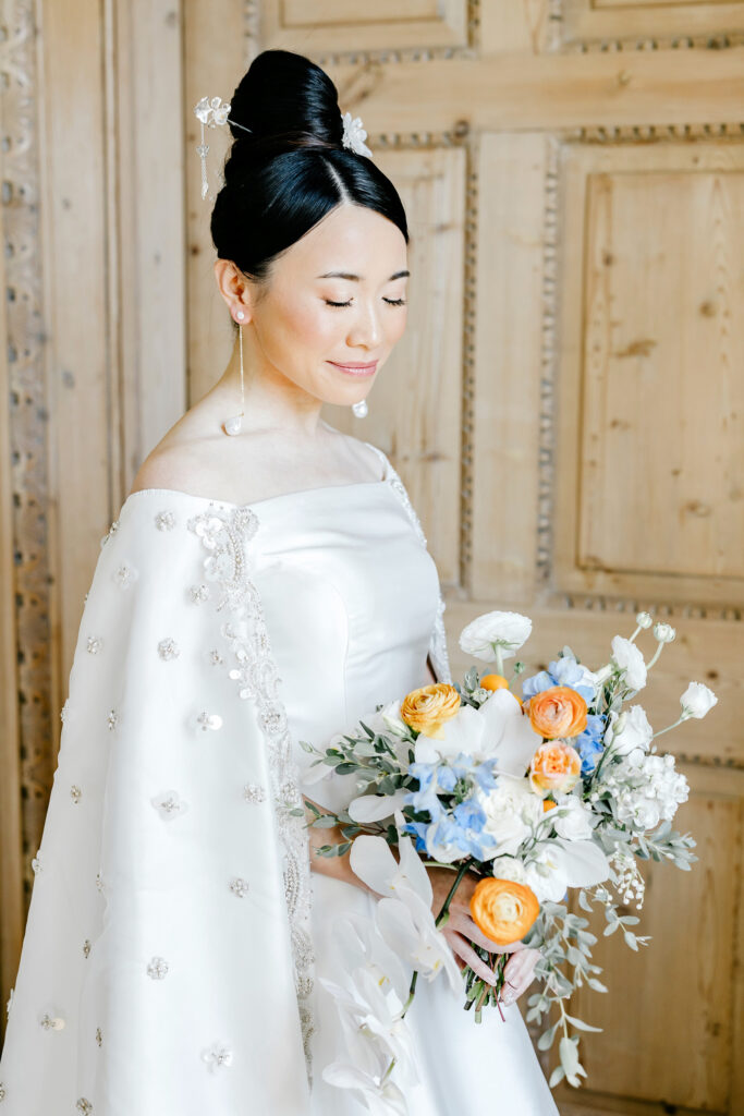 portrait of New Jersey bride before her fall wedding day