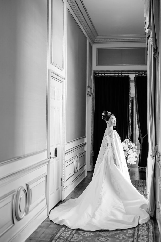 portrait of New Jersey bride before her fall wedding day in Princeton