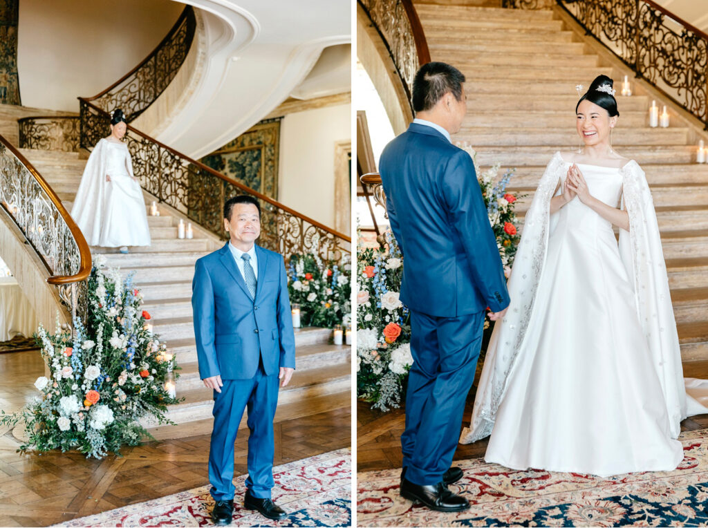 brides first look with her father at Jasna Polana by Emily Wren Photography