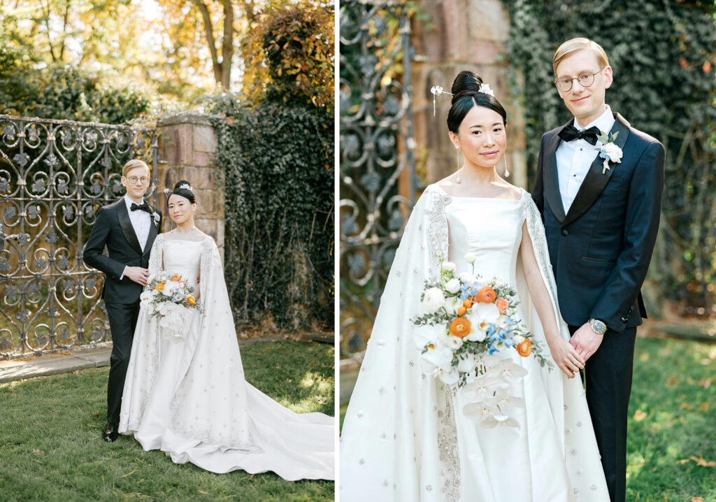 Princeton bride and groom at Jasna Polana 's garden