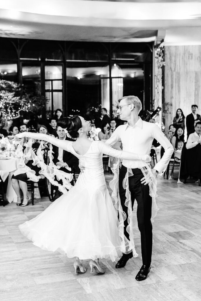 bride & grooms elegant first dance at Jasna Polana wedding reception