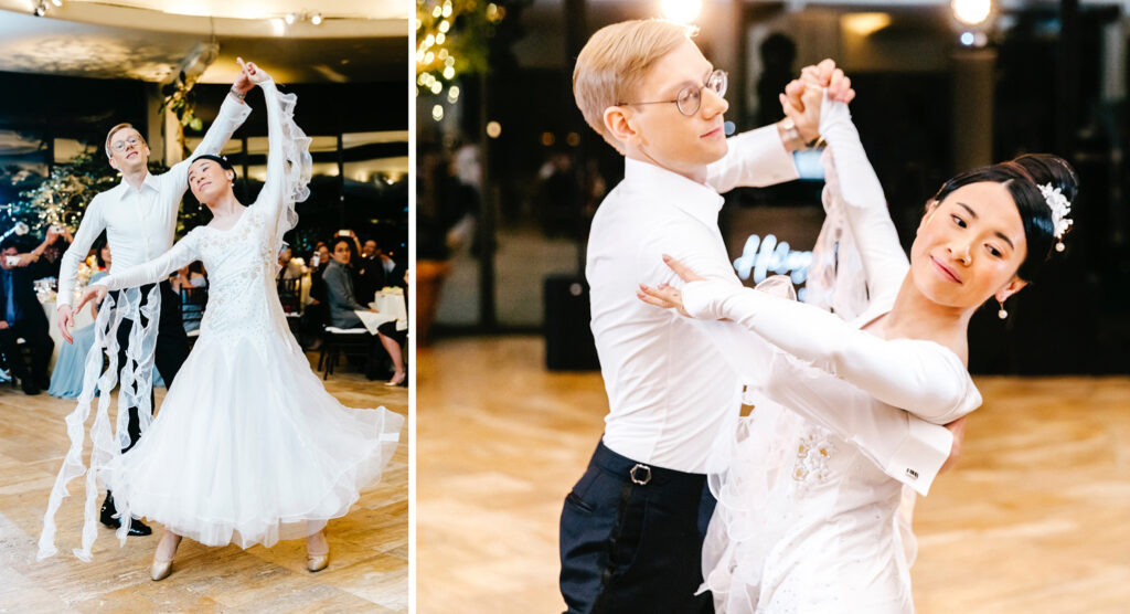 bride & grooms ballroom first dance at Jasna Polana fall wedding reception by luxurious wedding photographer Emily Wren Photography