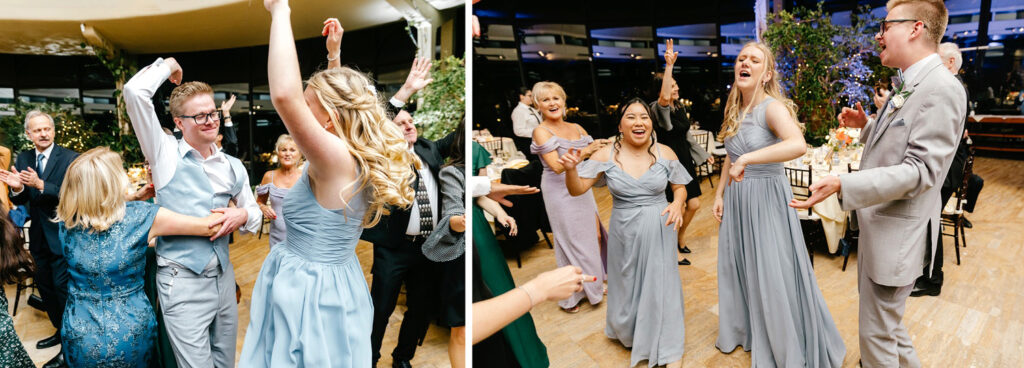 bridesmaids & groomsmen dancing and having fun at New Jersey wedding reception