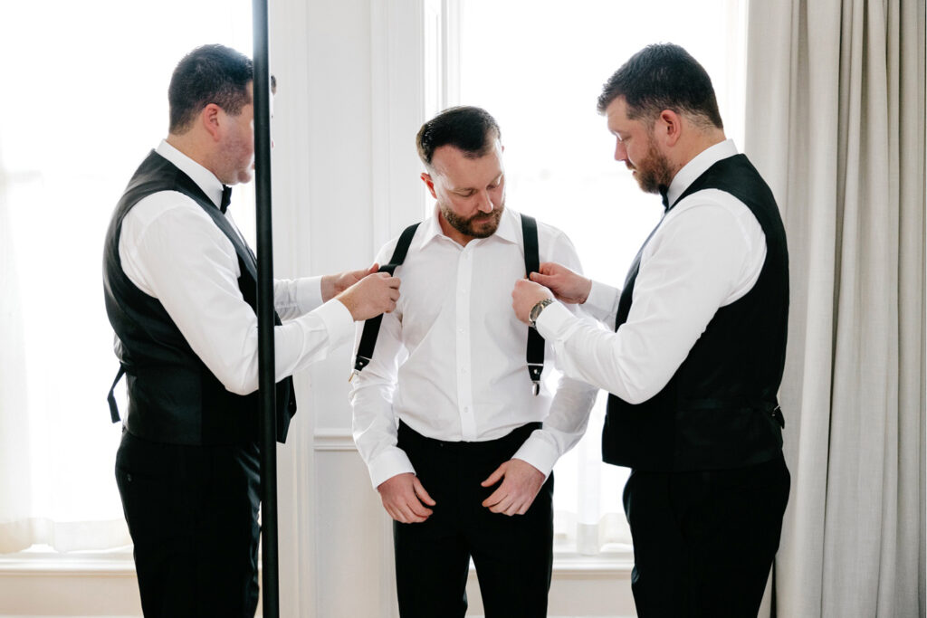 Philadelphia groom getting ready at the Bellevue hotel