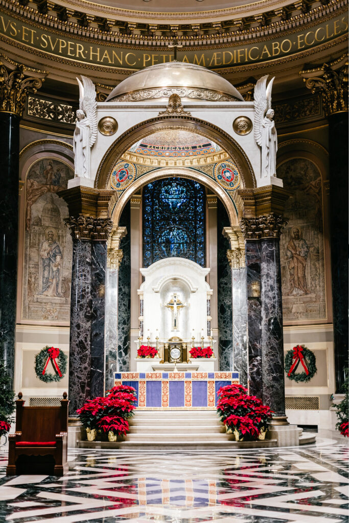 Cathedral Basilica of Saints Peter and Paul winter wedding details by Emily Wren Photography