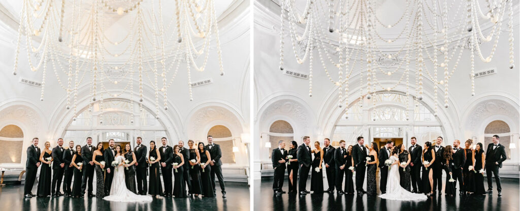 wedding party portraits in the pearl room at the Bellevue Hotel by Emily Wren Photography