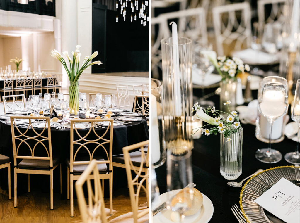 lillies and daisys wedding reception table decor by Emily Wren Photography