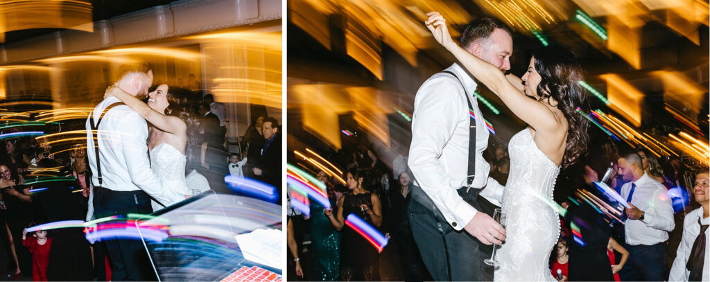 bride & groom dancing and having fun at luxurious Philadelphia wedding reception