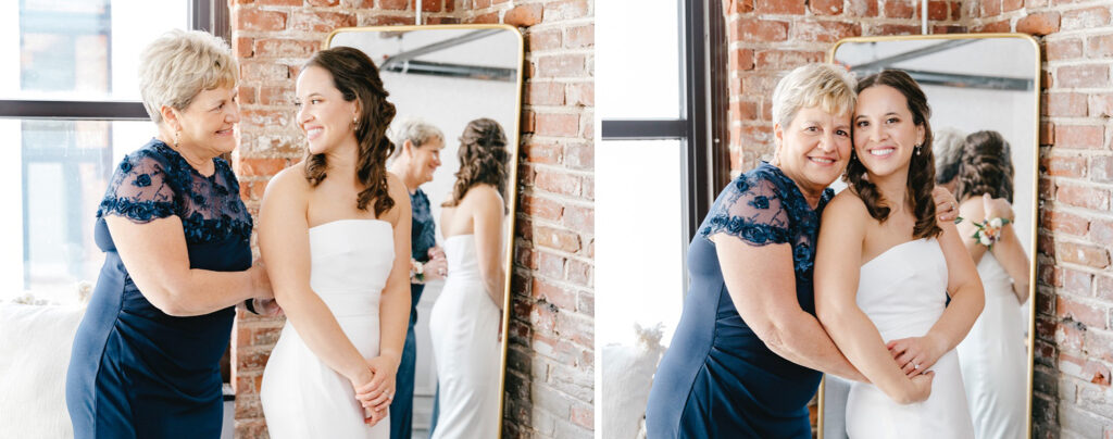 Philadelphia bride getting ready for her wedding with her mother