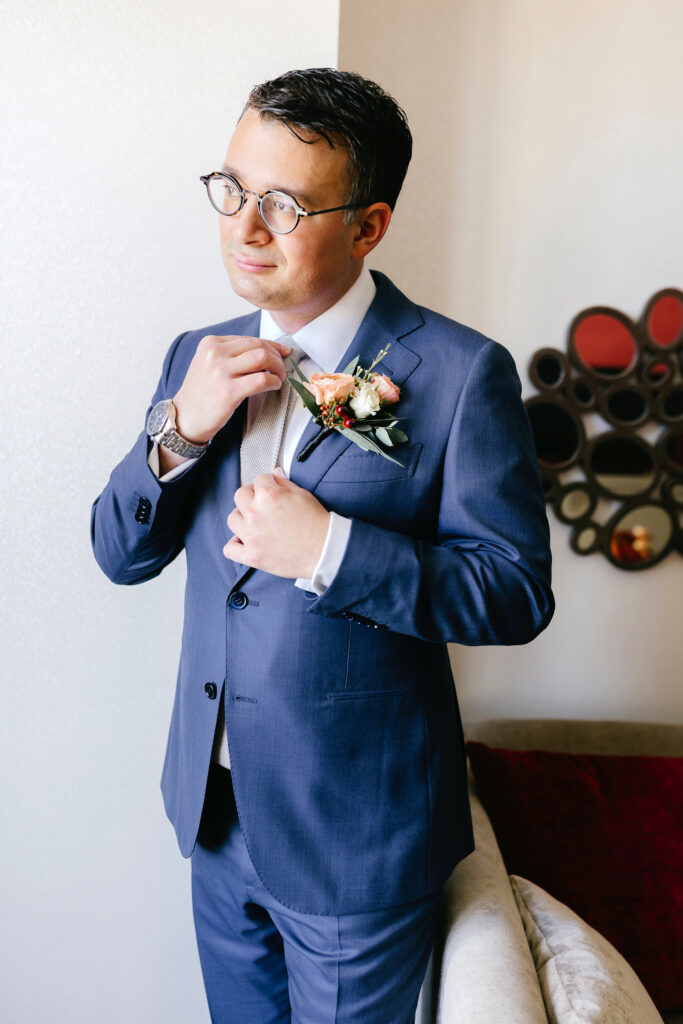 Philadelphia groom getting ready for his modern wedding day