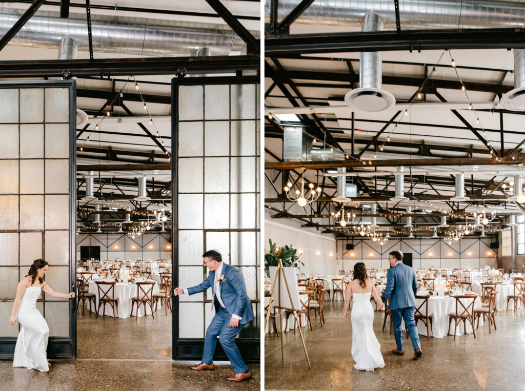 bride and groom private reception reveal at Lilah by Emily Wren Photography